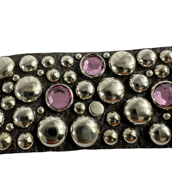 Glamour Brown Genuine Leather With Rhinestones Style Size 34 Unisex Belt main image 9